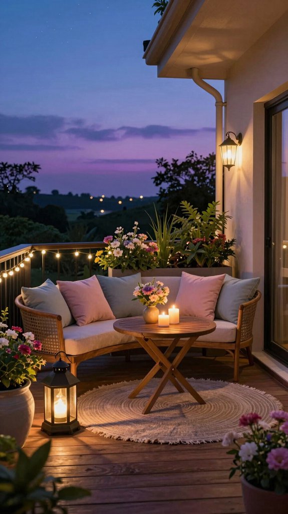 cozy balcony evening lighting