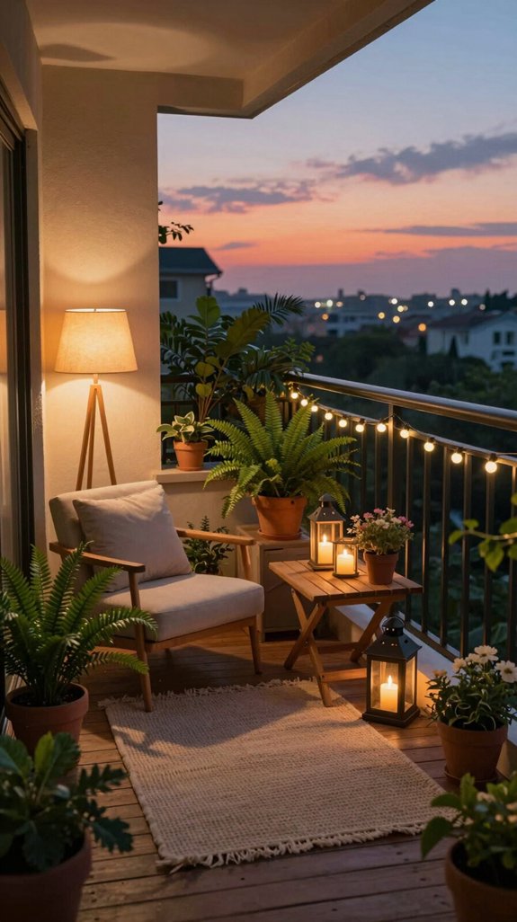 cozy balcony lighting layers
