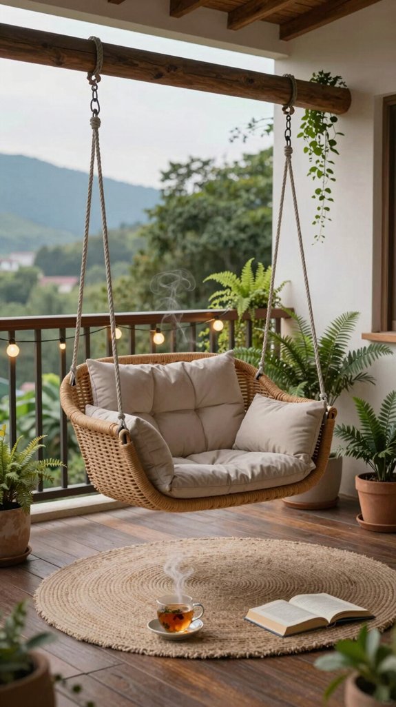 cozy balcony swing retreat