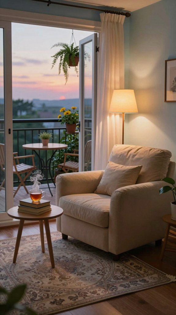 cozy evening balcony nook