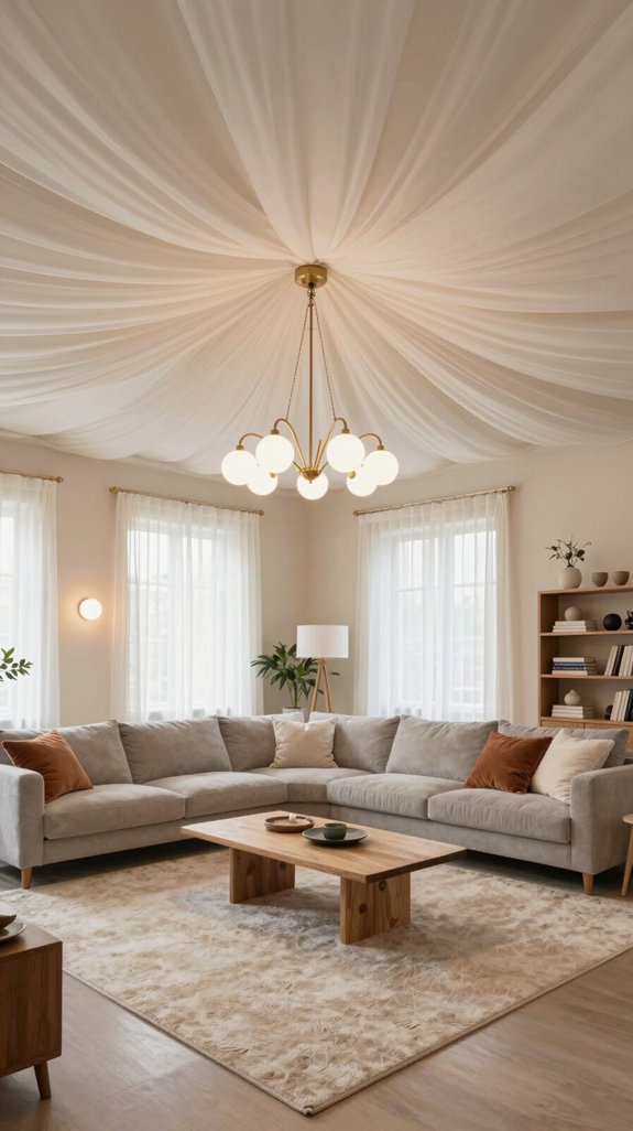 17 Latest Ceiling Design Ideas for Living Rooms 17 cozy fabric draped ceilings