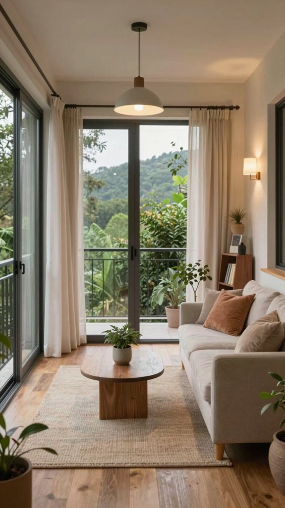 cozy functional balcony lighting