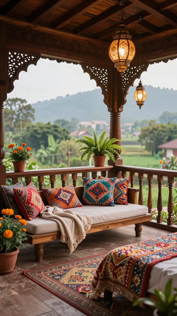 cozy indian style balcony retreat