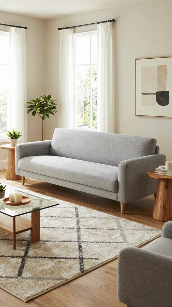 cozy low slung sofa gatherings