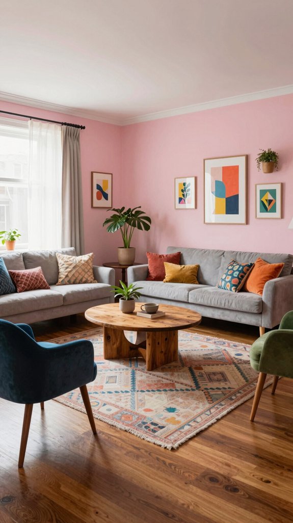 cozy pink and wood aesthetic