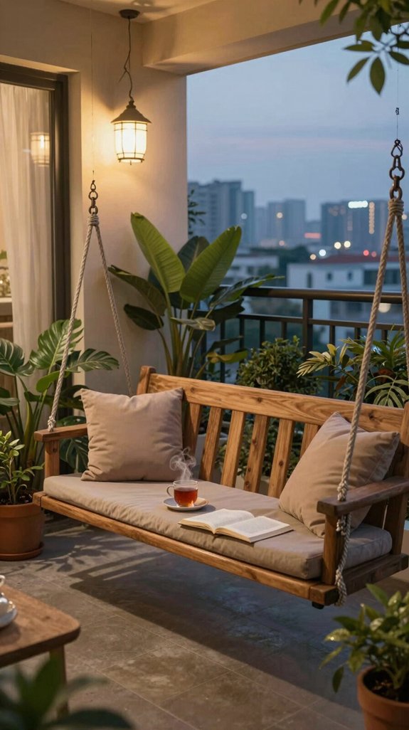 cozy swing benches for relaxation