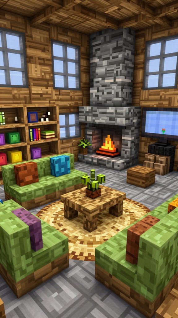 creative minecraft living rooms