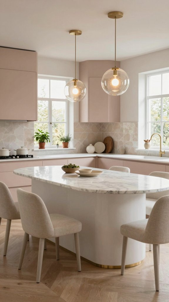 curved designs enhance kitchen warmth
