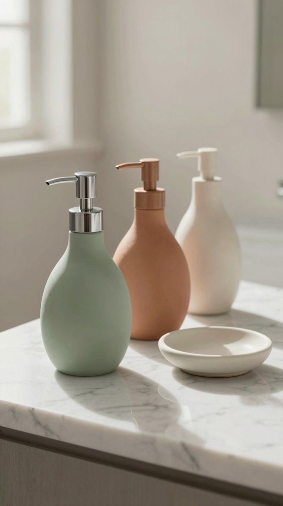 25 Bathroom Accessories Ideas That Elevate Your Decor 14 curved dispensers enhance sophistication