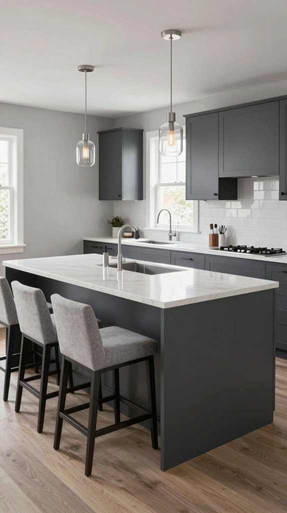 dark gray cabinet islands