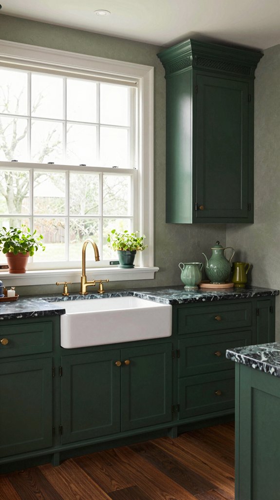dark green kitchen elegance