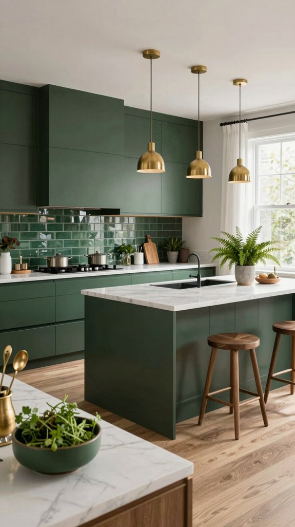 dark green kitchen elegance