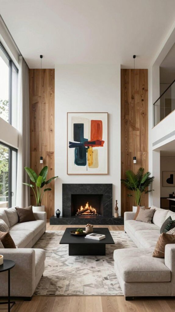 12 Double Height Living Room Wall Design Ideas - Home Stylistica
