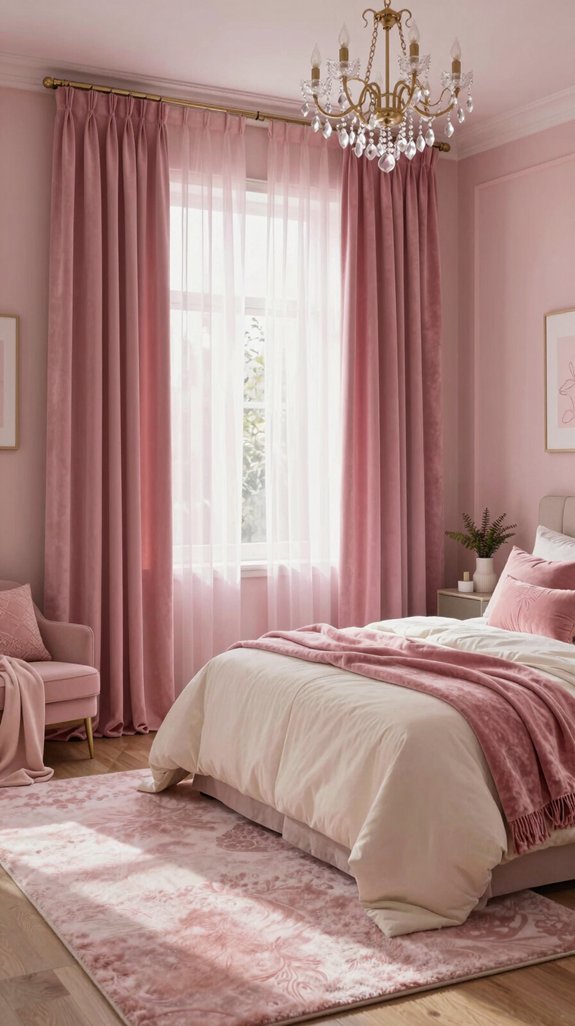 drapery styles for pink bedrooms