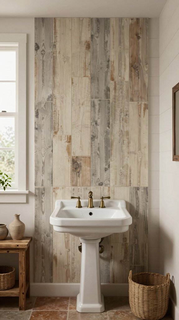 24 Farmhouse Bathroom Ideas With Rustic Charm 9 durable waterproof porcelain planks