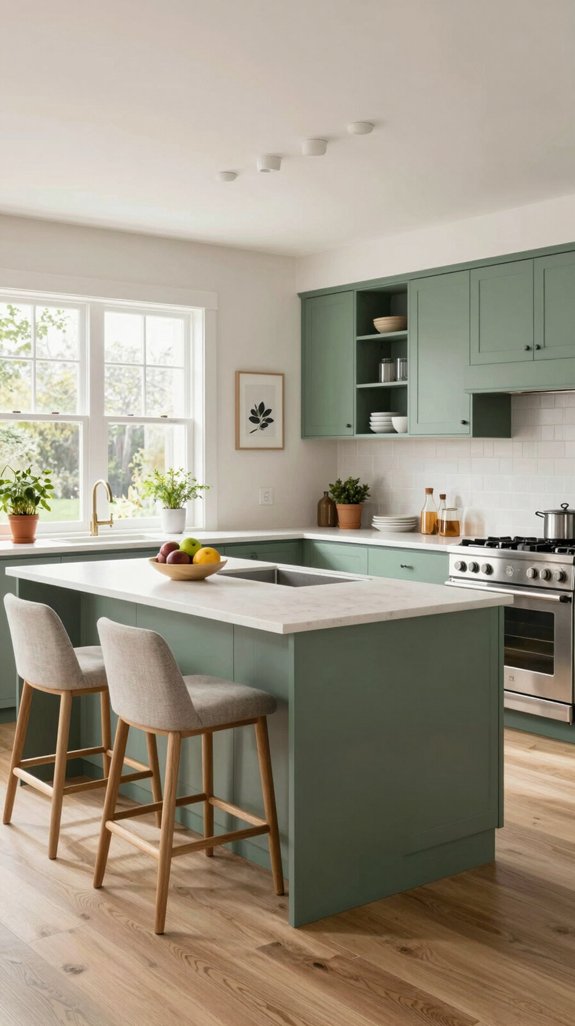 22 Kitchen Color Ideas That Feel Fresh and Modern 13 dusty sage green cabinets