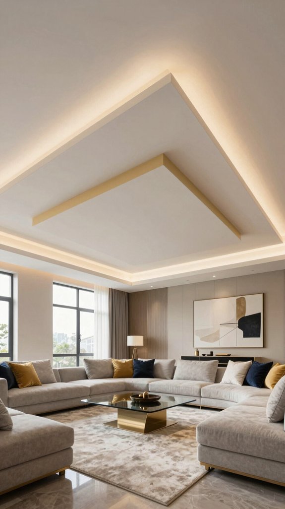 17 Luxury Ceiling Design Ideas for Living Rooms 10 dynamic layered geometric designs