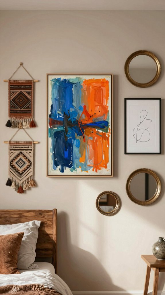 eclectic bedroom art gallery