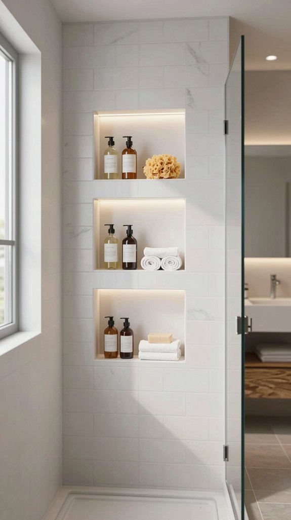 efficient recessed shower storage