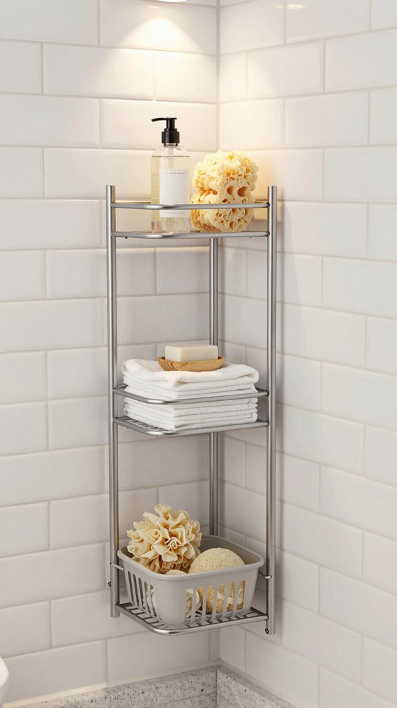 efficient vertical bathroom storage