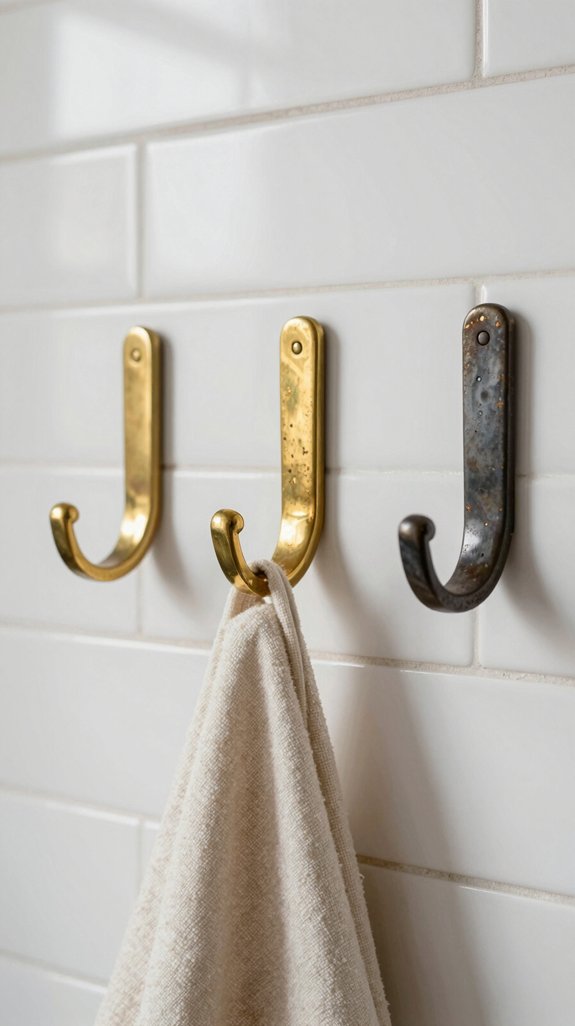 25 Bathroom Accessories Ideas That Elevate Your Decor 8 elegant aging brass hooks