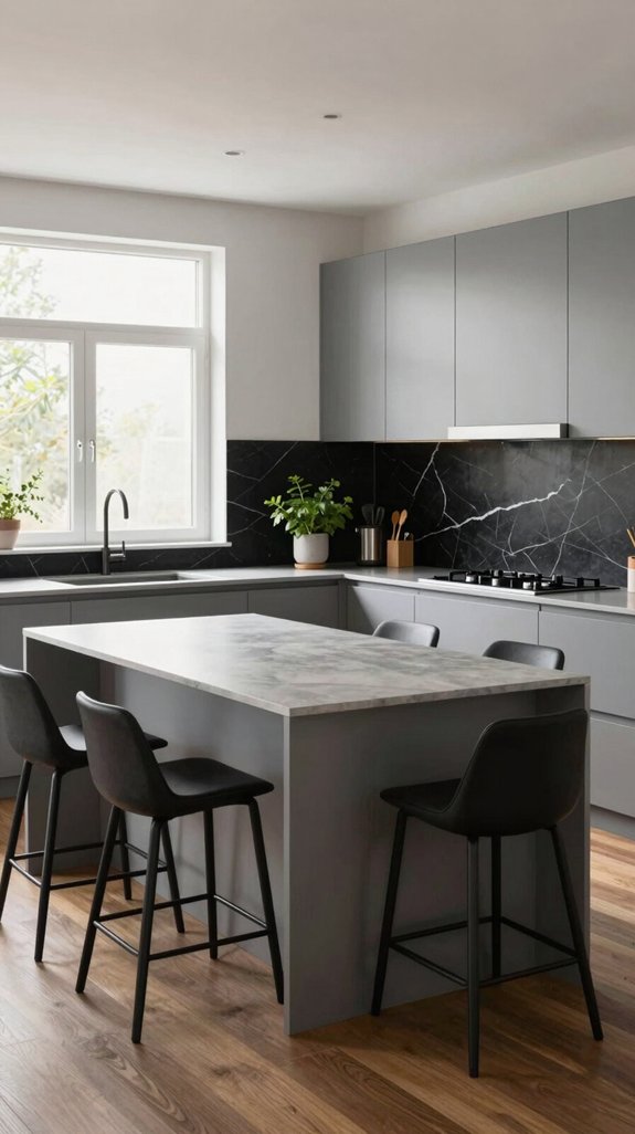 elegant black marble backsplash