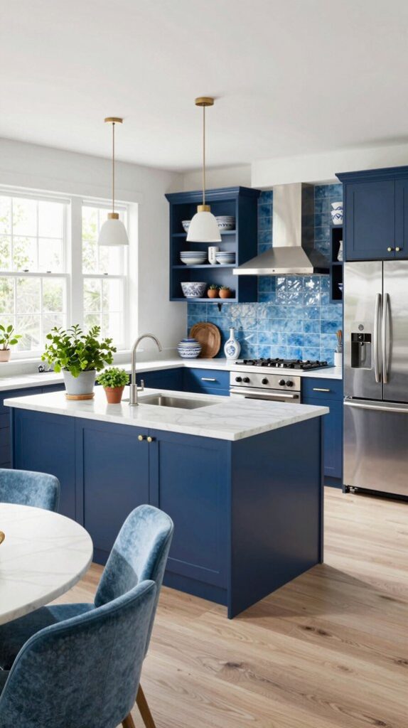 elegant blue kitchen designs