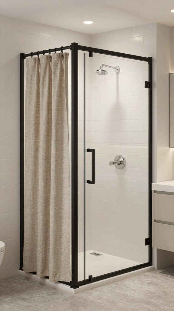 18 Shower Curtain Ideas Bathroom Designers Love 14 elegant contrast in bathrooms