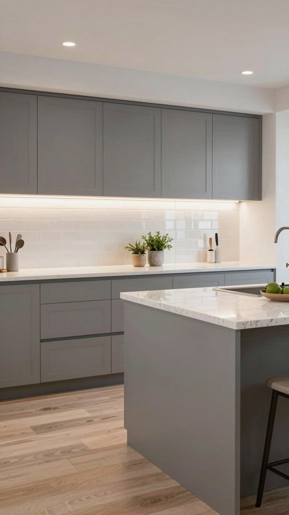 elegant gray flat panel cabinets