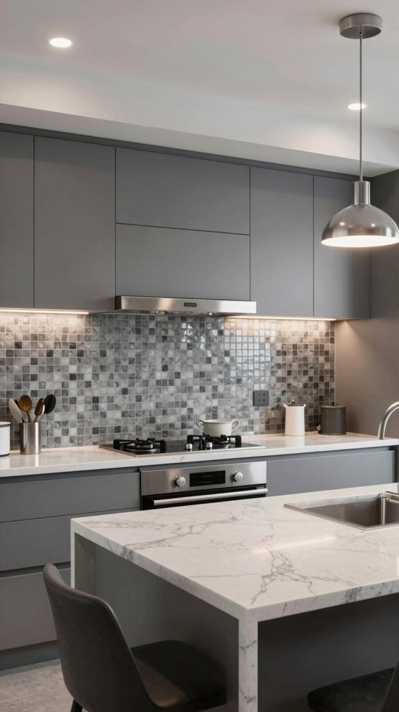 elegant gray mosaic backsplashes