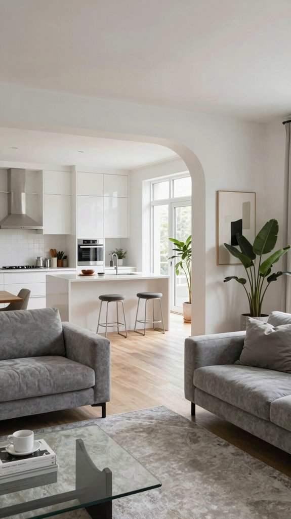 elegant kitchen living connection