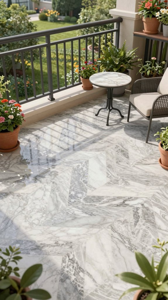 elegant marble effect balcony tiles