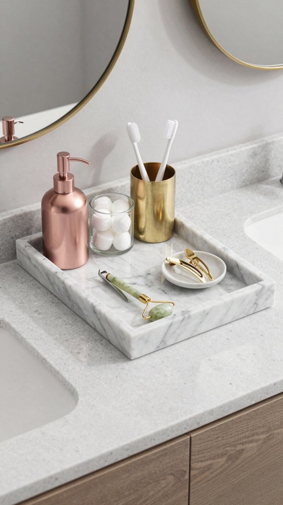25 Bathroom Accessories Ideas That Elevate Your Decor 21 elegant marble organizational trays