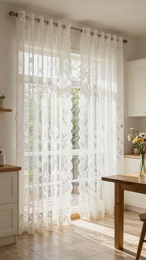 15 Kitchen Curtain Ideas That Add Soft Style 4 elegant sheer lace curtains
