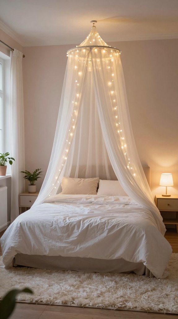 12 Fairy Lights Bedroom Ideas for a Magical Touch 8 fairy lights canopy draping