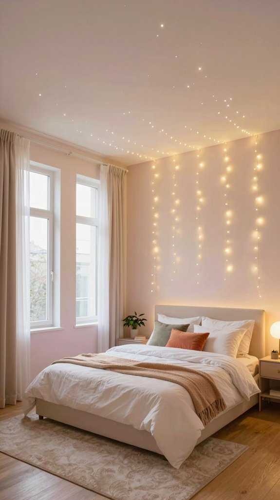 12 Fairy Lights Bedroom Ideas for a Magical Touch 2 fairy lights create illusion