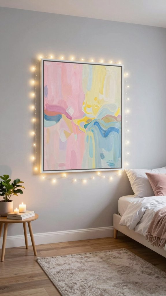 12 Fairy Lights Bedroom Ideas for a Magical Touch 9 fairy lights enhance wall art