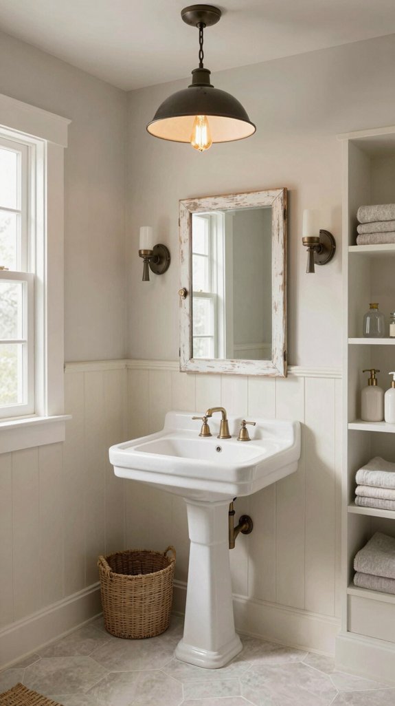 20 Neutral Bathroom Ideas That Feel Warm and Inviting 13 farmhouse bathroom lighting design