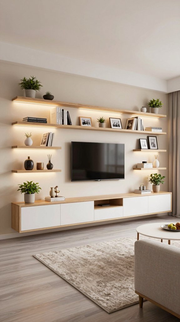 floating shelves custom cabinetry