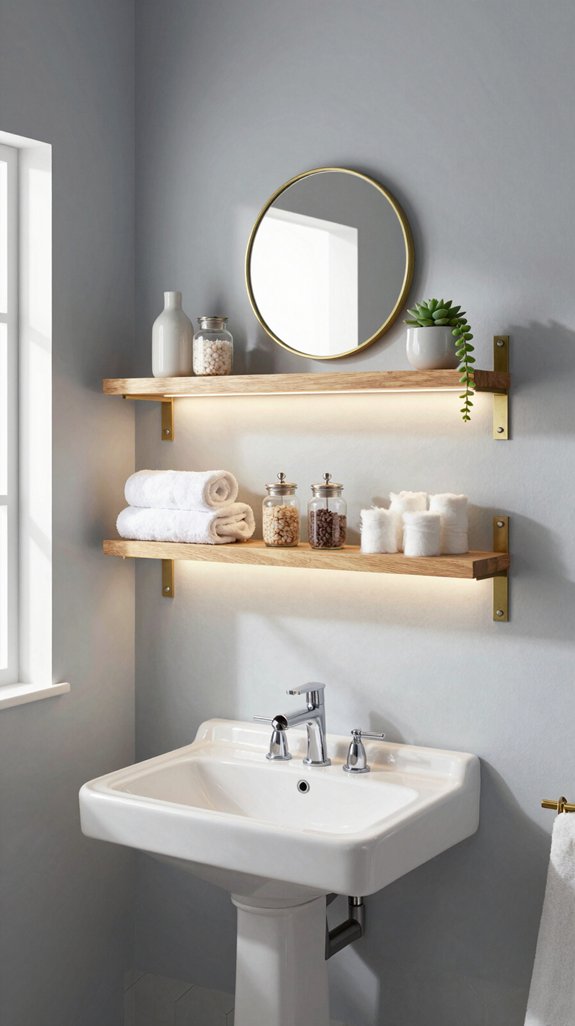 floating shelves for efficiency