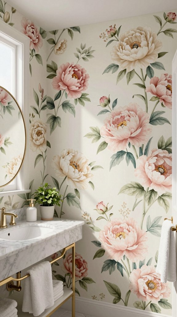 20 Wallpaper Bathroom Ideas That Transform Plain Walls 4 floral bathroom wallpaper elegance