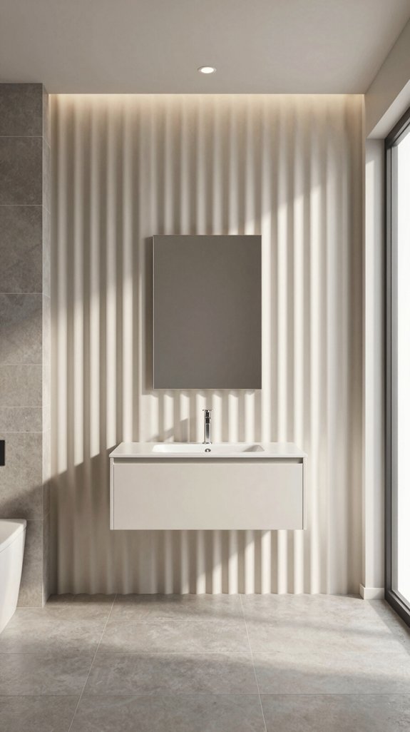 24 Bathroom Tiles Ideas for Stunning Floors and Walls 21 fluted feature wall elegance