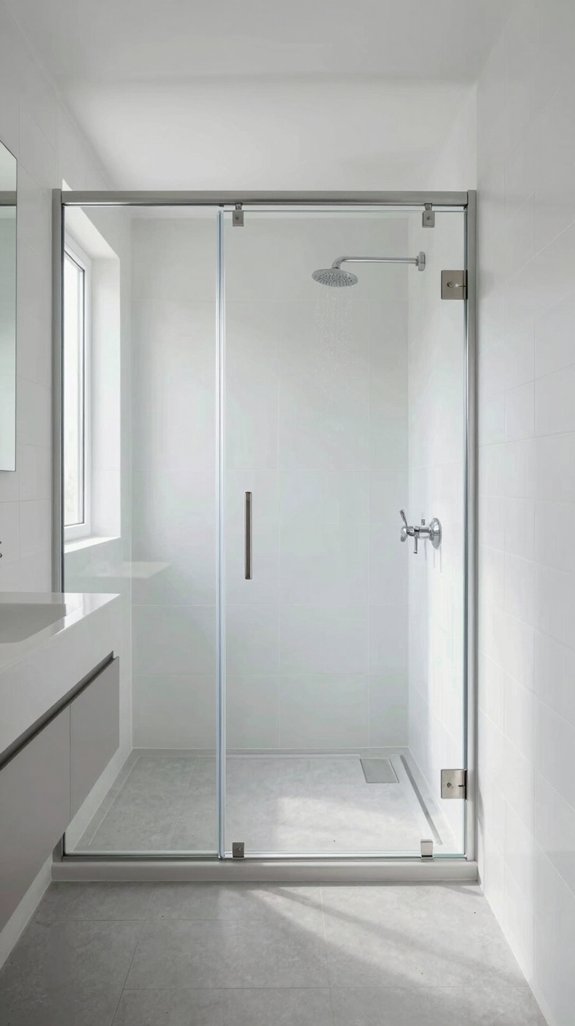 19 Long Narrow Bathroom Ideas That Improve Flow 5 frameless glass opens spaces