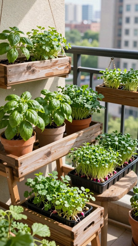 14 Tiny Balcony Garden Ideas for Urban Green Living 11 fresh herbs and microgreens