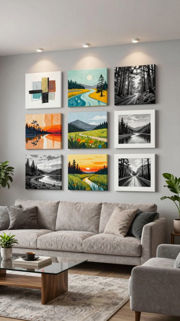 22 Wall Decor Design Ideas for Living Rooms 3 gallery wall with canvas art