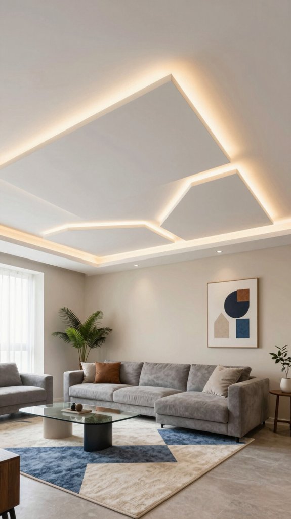 16 Modern False Ceiling Design Ideas for Living Rooms 6 geometric ceiling design elegance