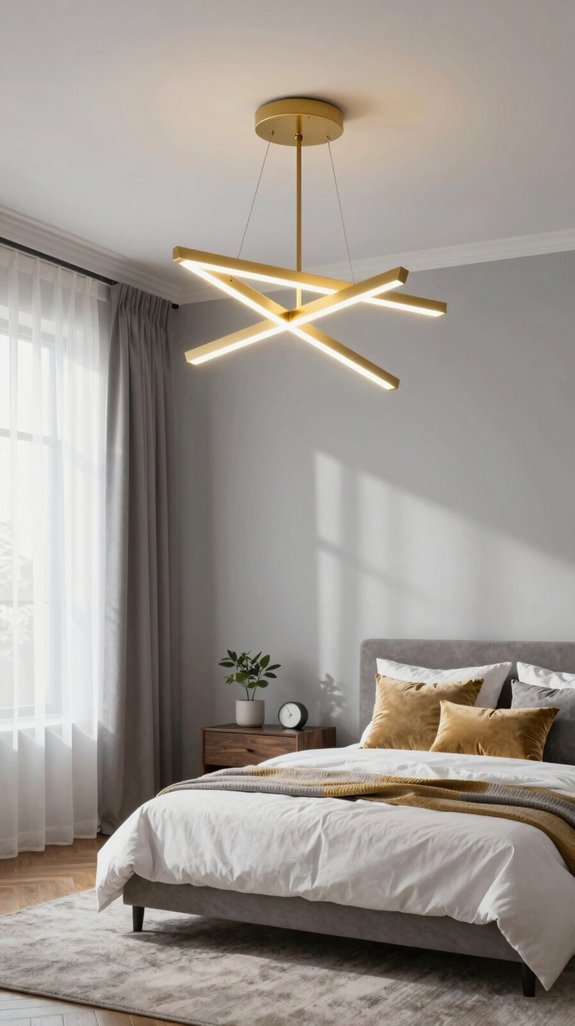 geometric chandeliers enhance ambiance