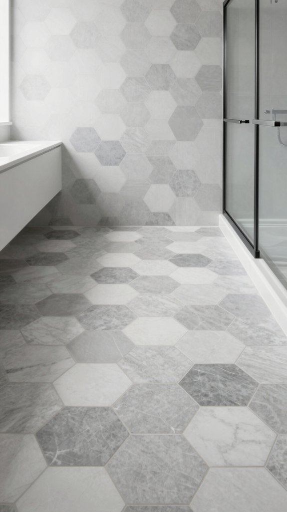 24 Bathroom Tiles Ideas for Stunning Floors and Walls 8 geometric depth and rhythm