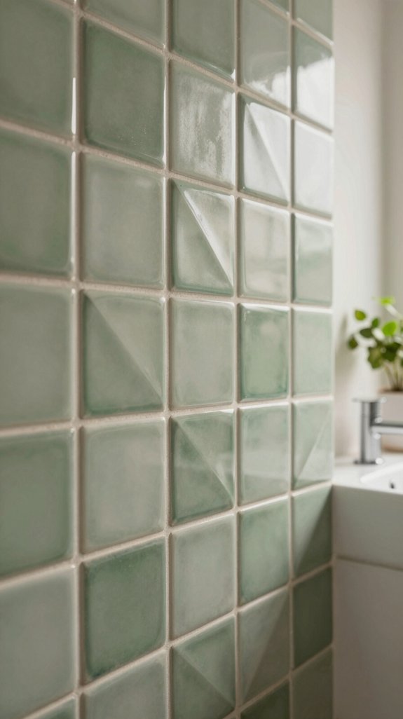 24 Sage Green Bathroom Ideas for a Calm and Modern Look 11 geometric green tile elegance