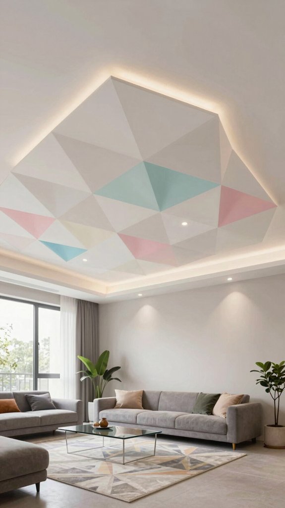 19 Modern POP Ceiling Design Ideas for Living Rooms 7 geometric pattern ceiling designs